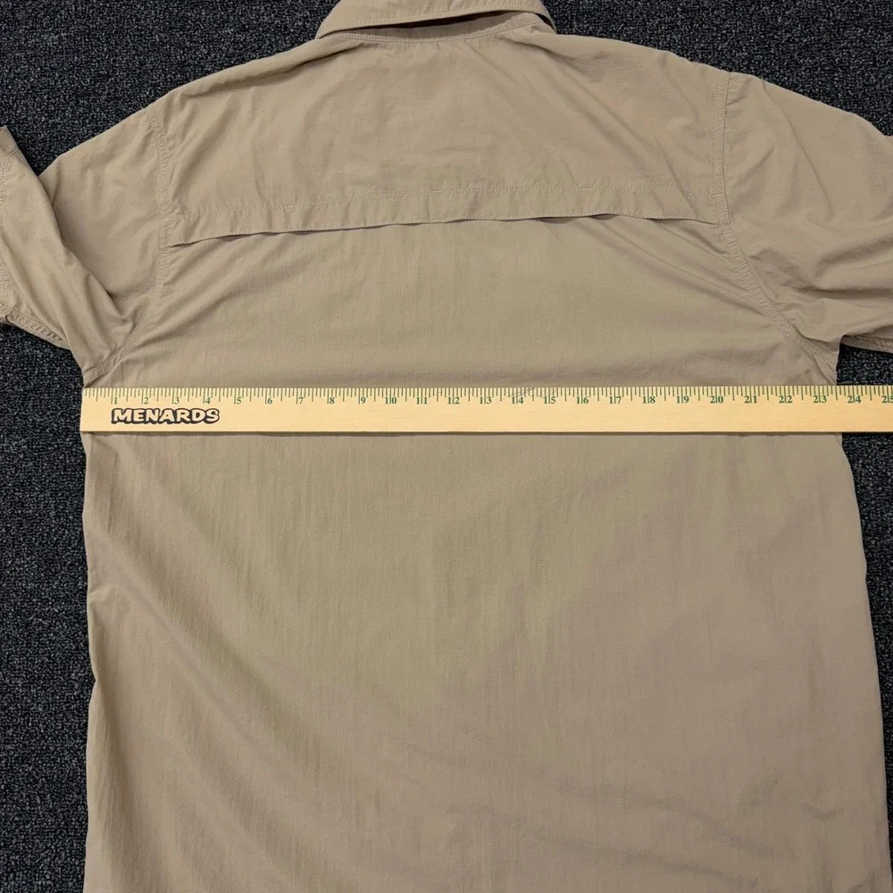 The‎ North Face Mens Large Tan Short Sleeve Button Down Hiking Shirt CEX6 TB50